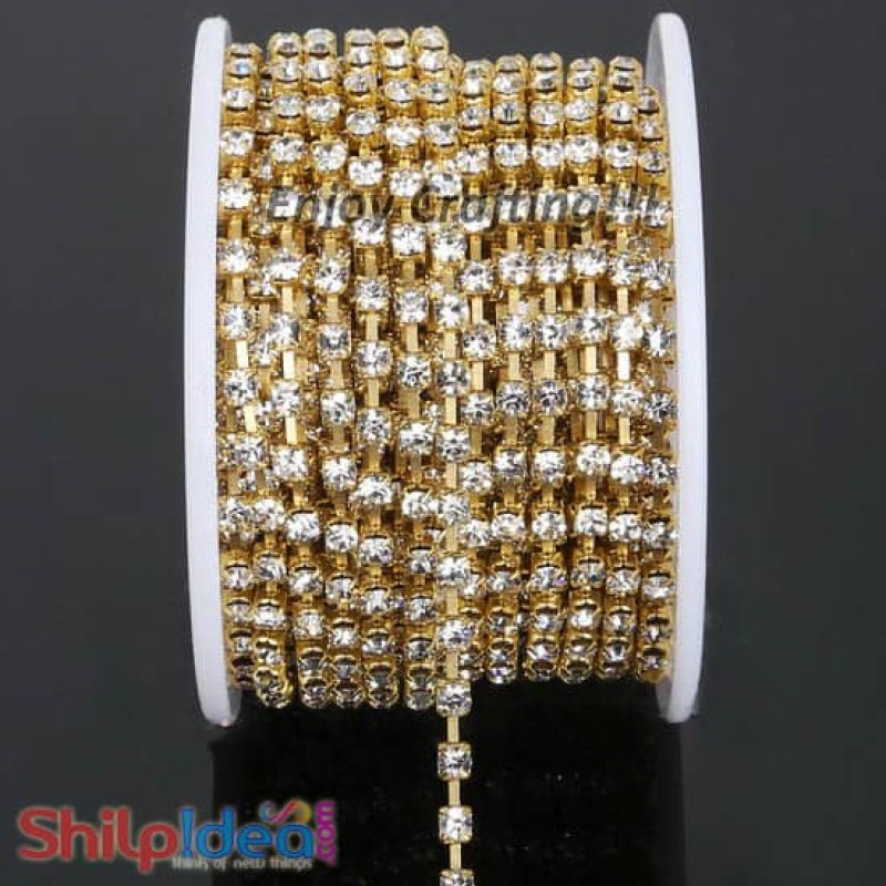 Metal Cup Stone Chain - Golden - 25 inches